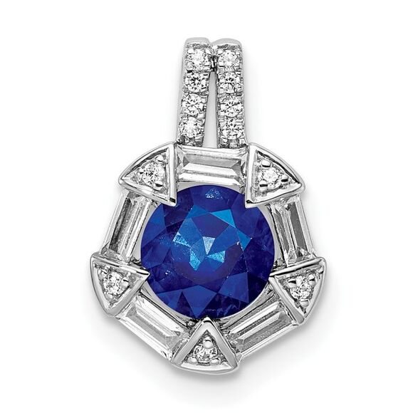 Kazi Luxury 14k White Gold Sapphire and Diamond Chain Slide